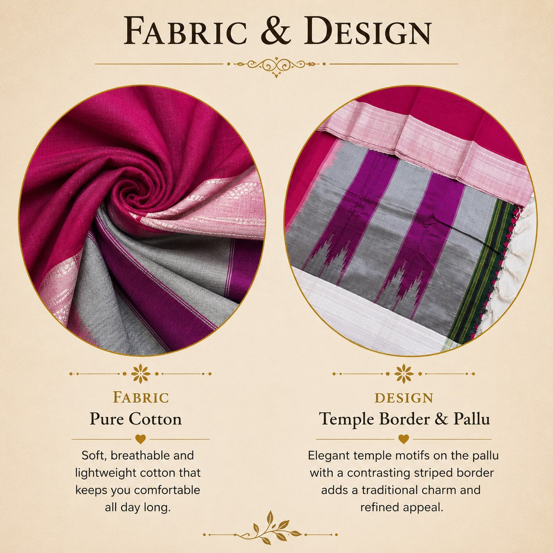 Rani Pink Handloom Ilkal Saree