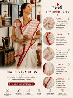 Red & White Checked Saree for Women