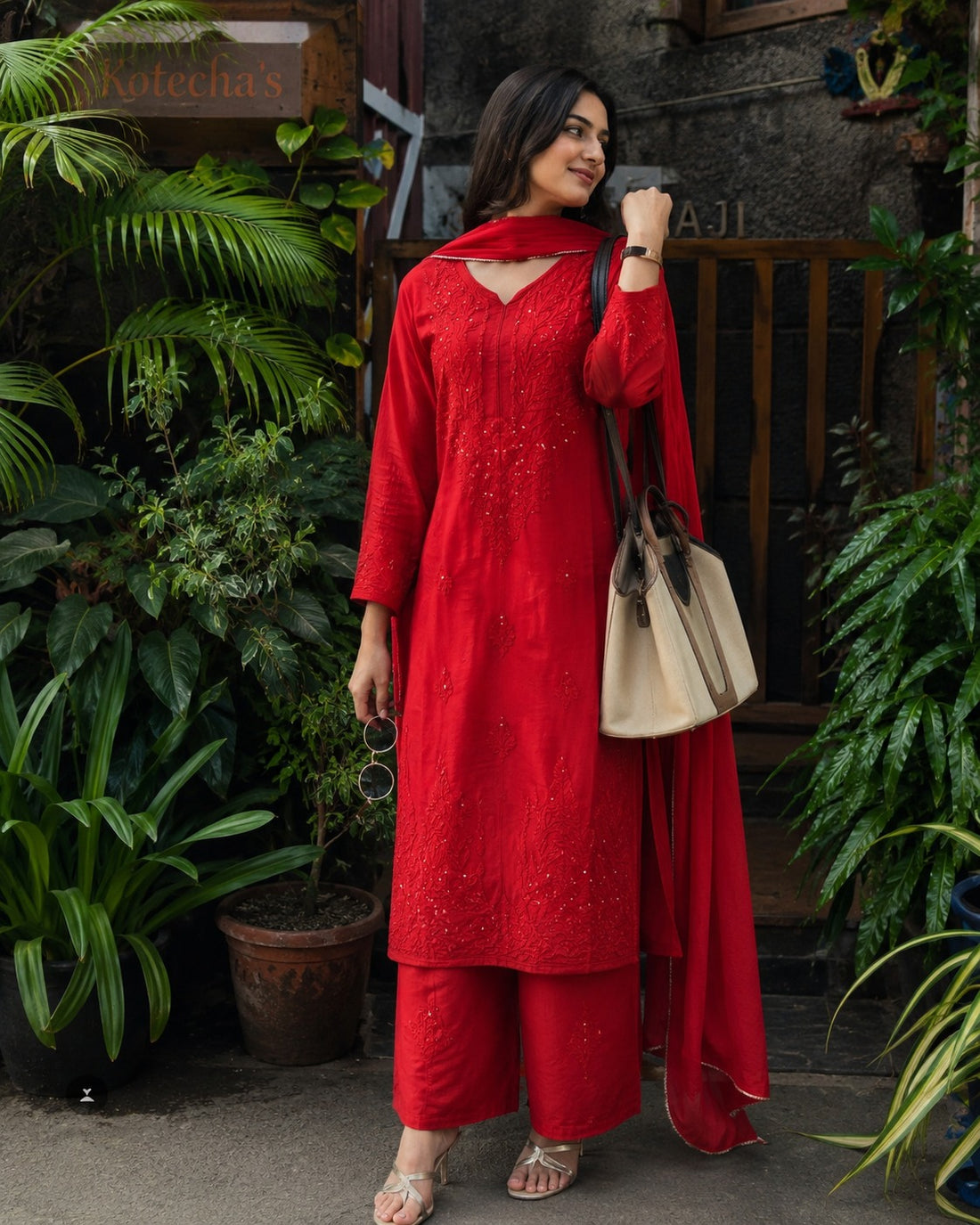 Noor Mocha Chikankari Kurta Set