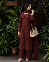 Noor Mocha Chikankari Kurta Set