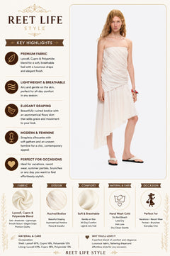 Ivory Whisper Draped Bandeau Dress for Women