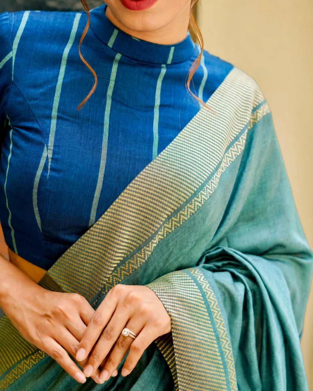 Handloom Cotton Saree with Elegant Contrast Border