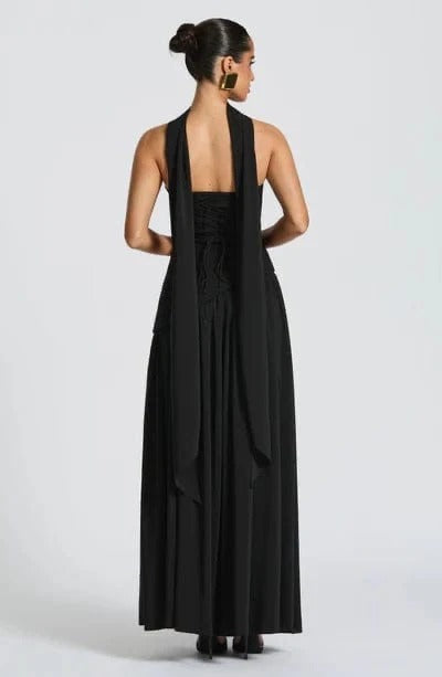 Black Halo Strapless Scarf Evening Gown for Women