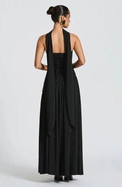 Black Halo Strapless Scarf Evening Gown for Women