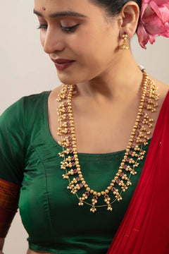 Lavanya Ruby Kolhapuri Saaj Necklace Set