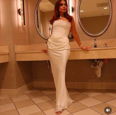 Scarlet Rose Satin Strapless Evening Gown for Women