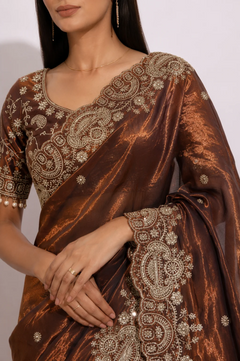 Zari Glam Stitched Blouse Ready-to-Wear Saree