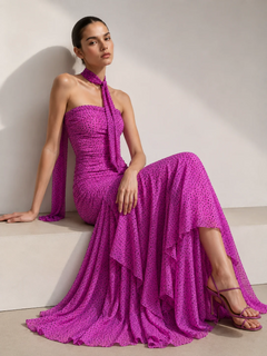 Rose Mirage Scarf Maxi Dress