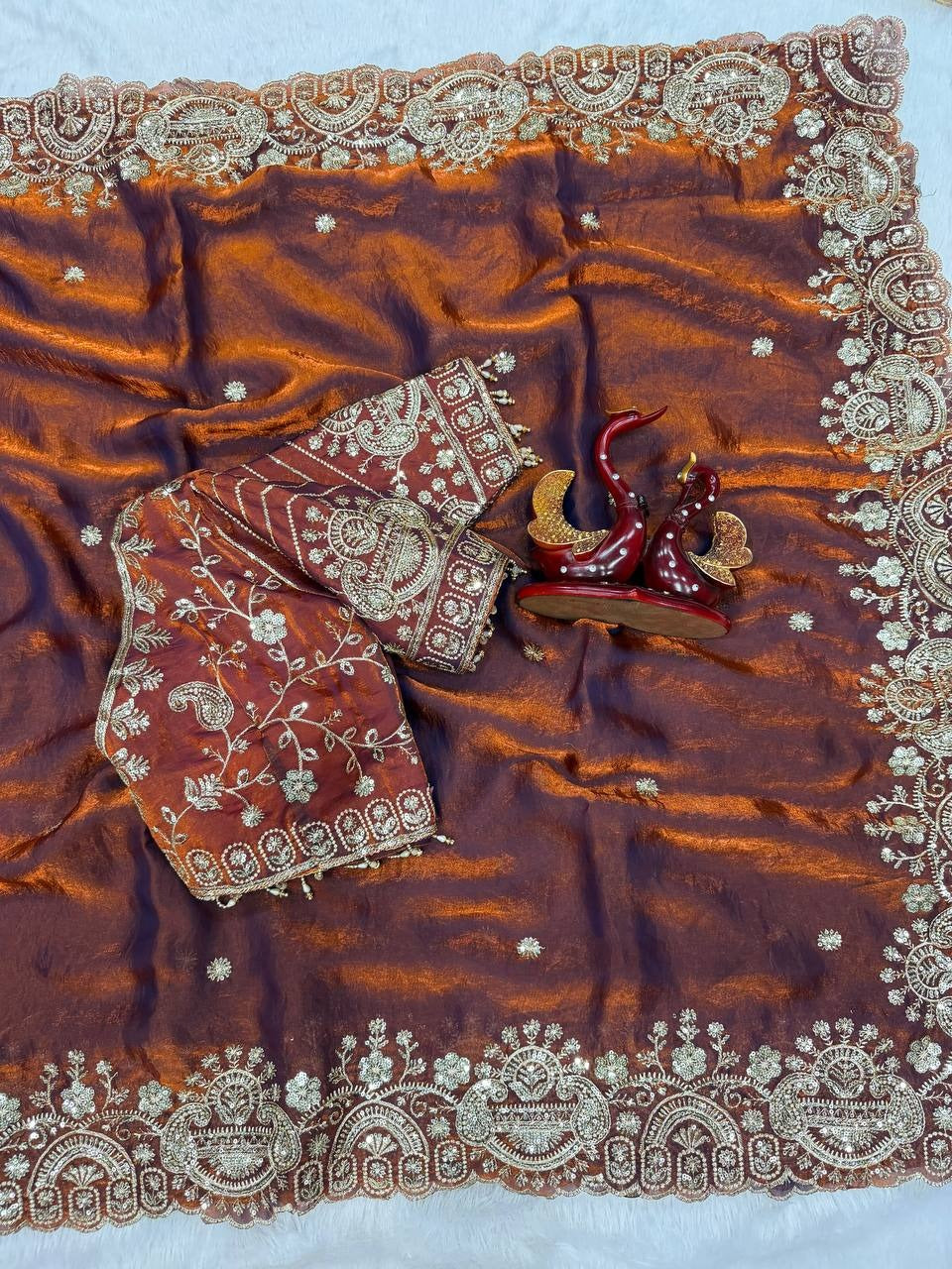 Zari Glam Stitched Blouse Ready-to-Wear Saree