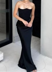 Scarlet Rose Satin Strapless Evening Gown for Women