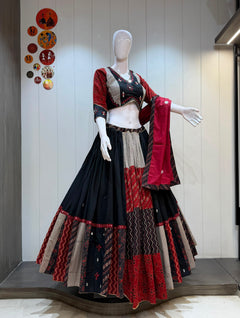 Rang-Riwaayat 8 Meter Flare Khadi Cotton Ajrarkhj Lehenga Set