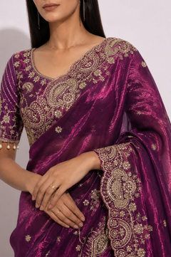 Zari Glam Stitched Blouse Ready-to-Wear Saree