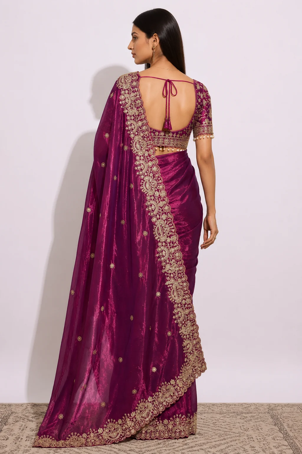 Zari Glam Stitched Blouse Ready-to-Wear Saree