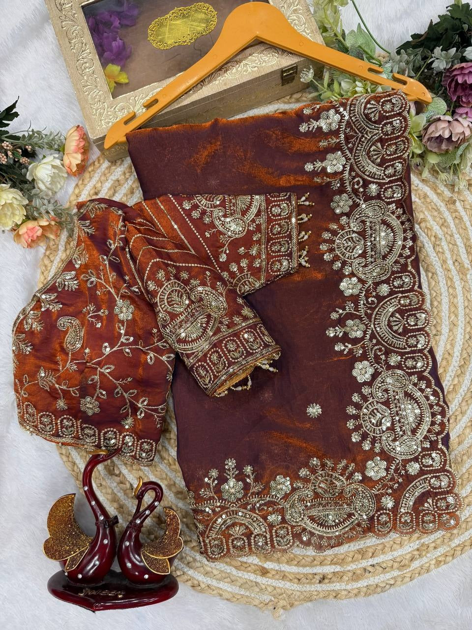 Zari Glam Stitched Blouse Ready-to-Wear Saree