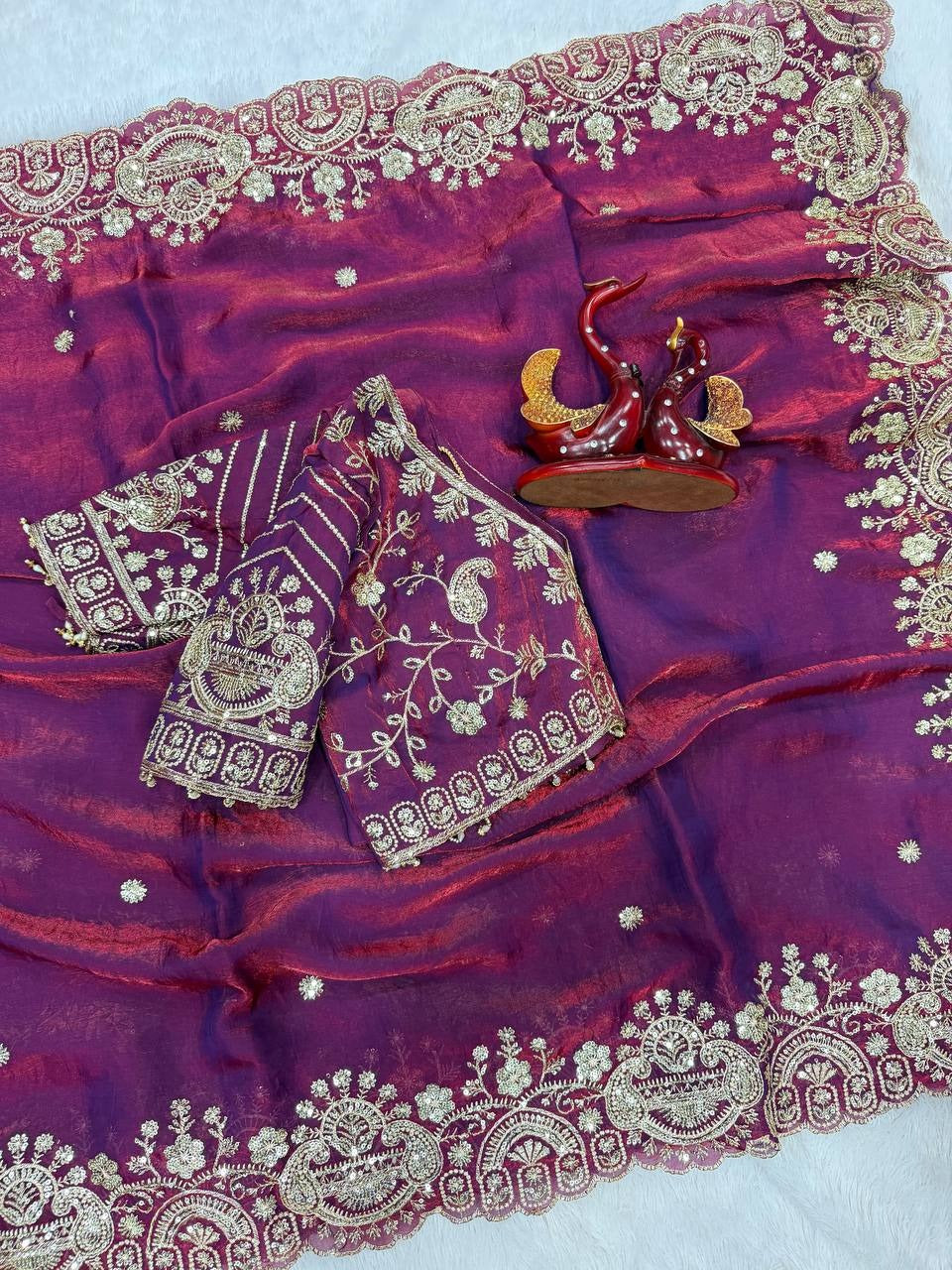 Zari Glam Stitched Blouse Ready-to-Wear Saree