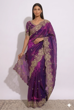 Zari Glam Stitched Blouse Ready-to-Wear Saree