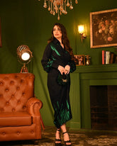 Soft Rayon Green Oak Foil Shirtdress