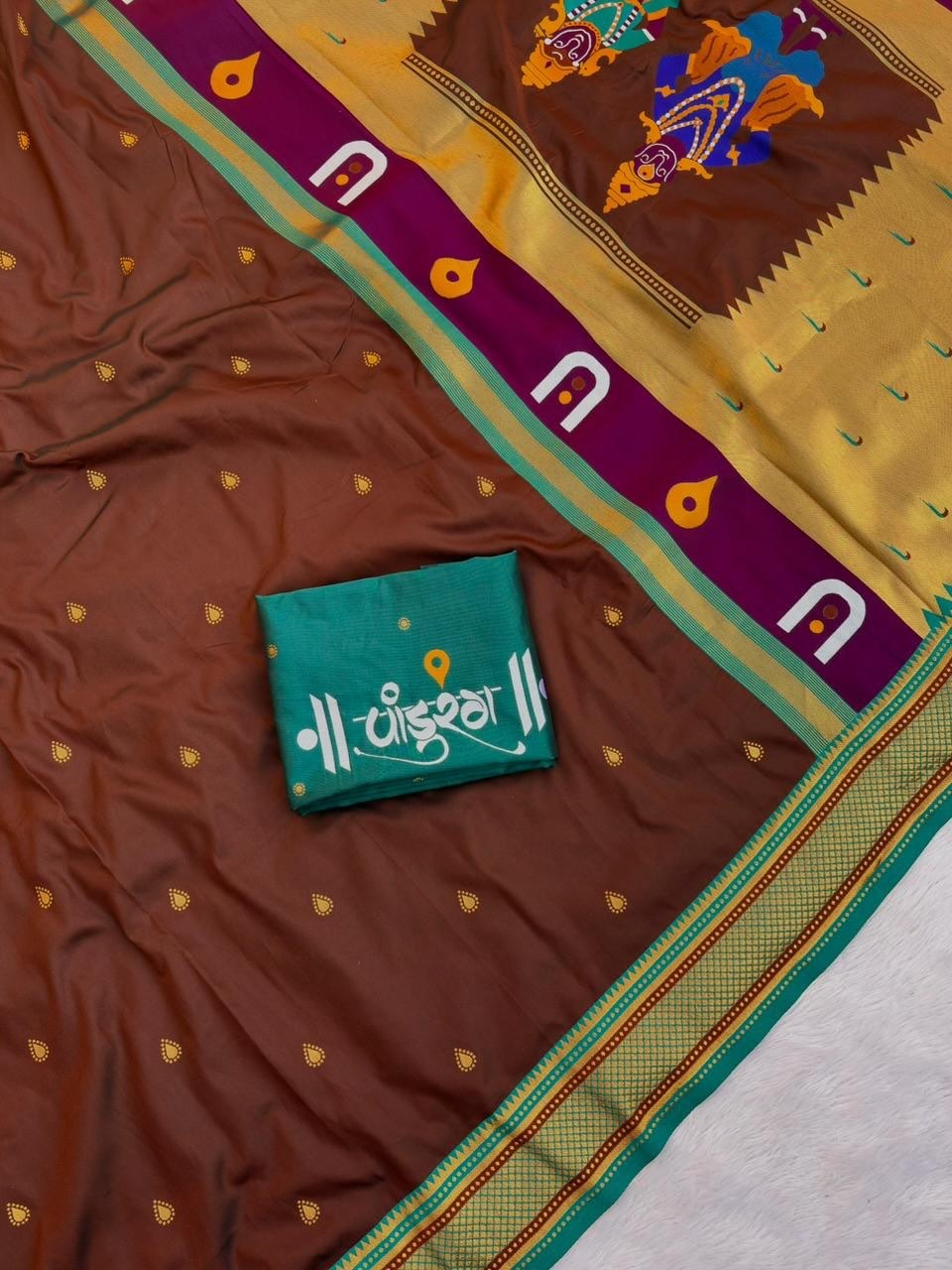 Bhakti Traditional Paithani Soft Silk Saree with Rich Vitthal Rakhumai Pallu