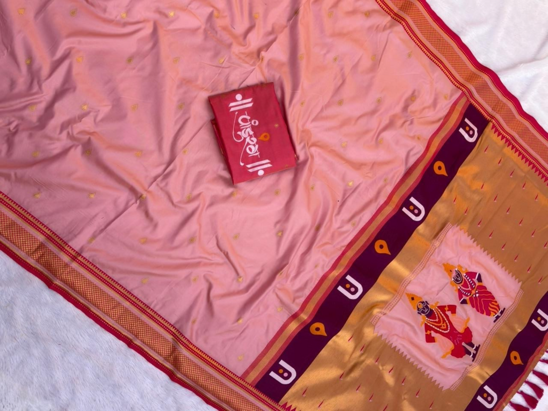 Bhakti Traditional Paithani Soft Silk Saree with Rich Vitthal Rakhumai Pallu