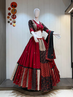 Rang-Riwaayat 8 Meter Flare Khadi Cotton Ajrarkhj Lehenga Set