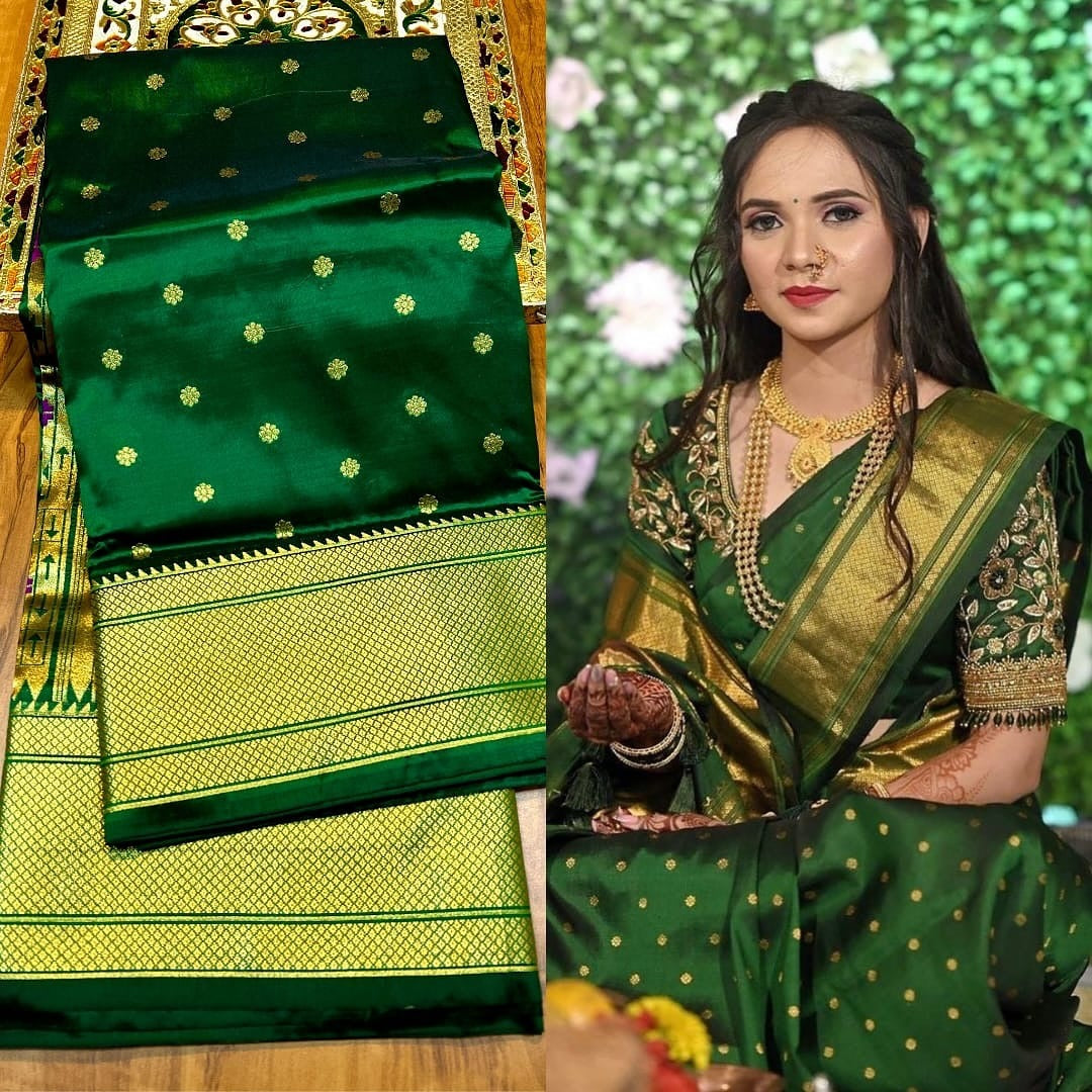 Kalanjali Pure Silk Paithani Saree with Golden Zari Border