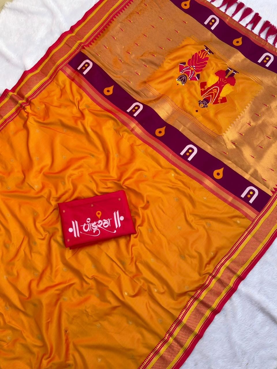 Bhakti Traditional Paithani Soft Silk Saree with Rich Vitthal Rakhumai Pallu