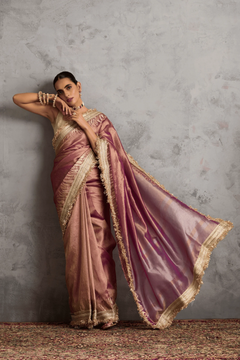 Pink Banarasi Tissue Ready-to-Wea Saree