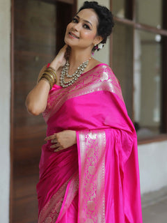 Rani Pink Banarasi Silk Zari Saree