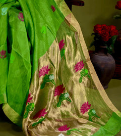 Rajvanshi Silk Linen Jamdani Saree
