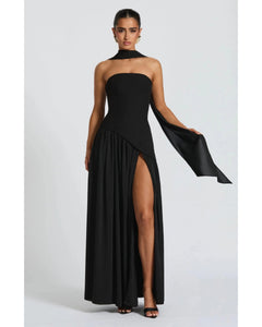 Black Halo Strapless Scarf Evening Gown for Women