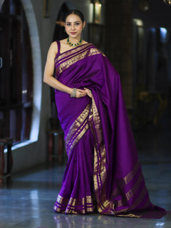 Banarasi Handloom Semi Silk Saree with Intricate Zari Border
