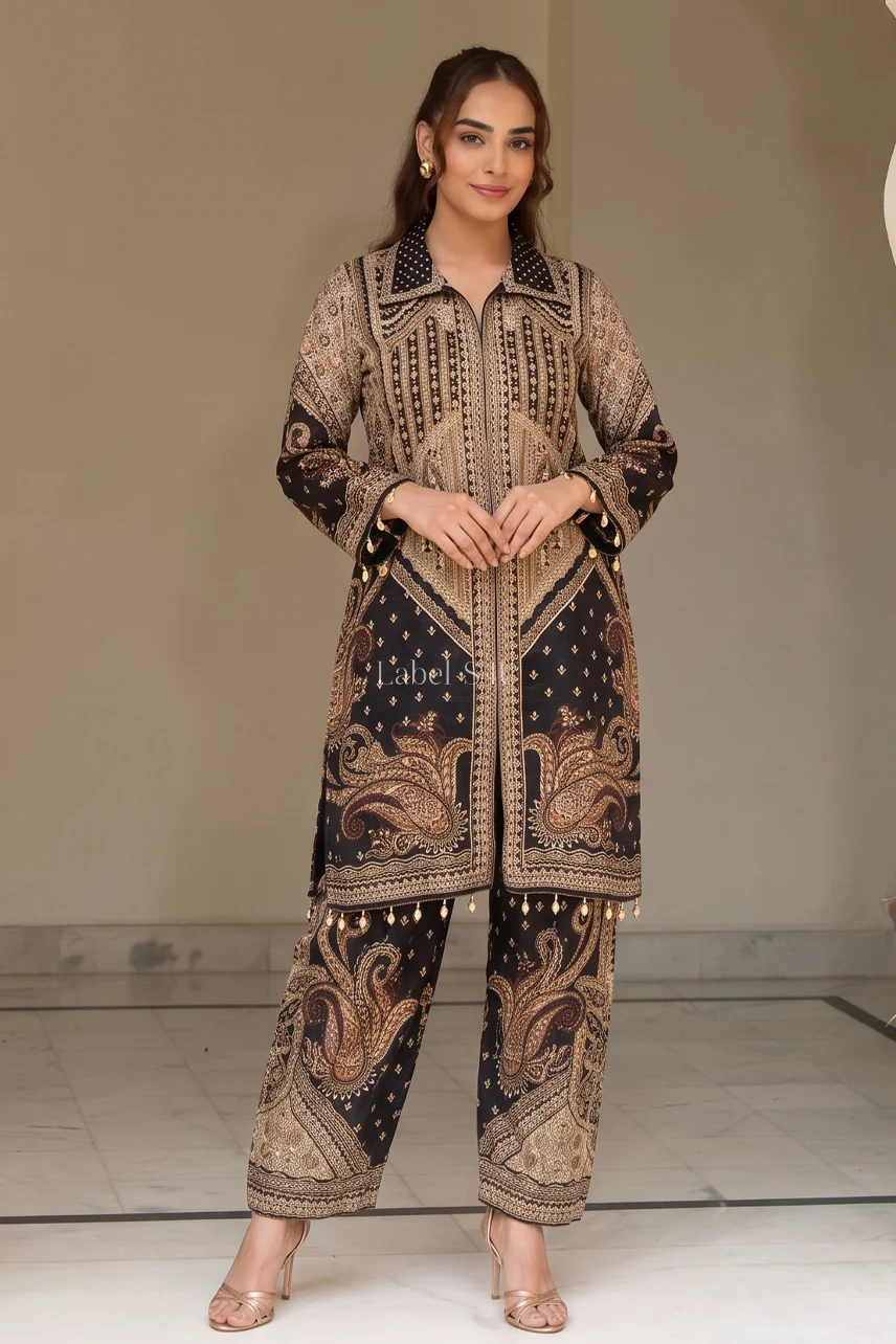 Ethnic Paisley Print Crepe Co-Ord Set