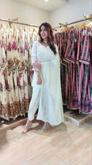 Georgette Mustard Chikan 3-Piece Set