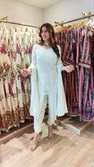 Georgette Mustard Chikan 3-Piece Set