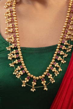 Lavanya Ruby Kolhapuri Saaj Necklace Set