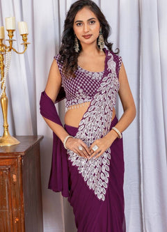 Noor Zahra Luxe Embroidered Saree (Ready-To-Wear) with Blouse
