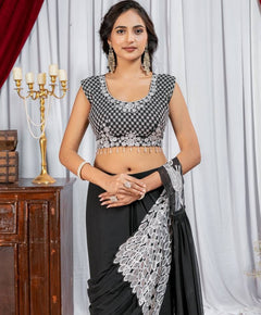 Noor Zahra Luxe Embroidered Saree (Ready-To-Wear) with Blouse