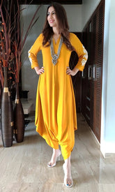 Liva Cotton Mustard Embroidered Jumpsuit