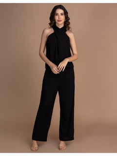 Brown Viscose Rayon Halter Co-Ord Set