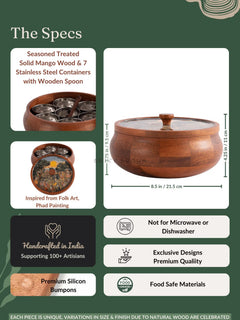 Saga Wooden Masala Storage Box