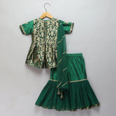 Green Brocade Cotton Silk Sharara Set