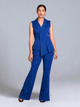Blue Crepe Asymmetrical Fitted Co-Ord Set