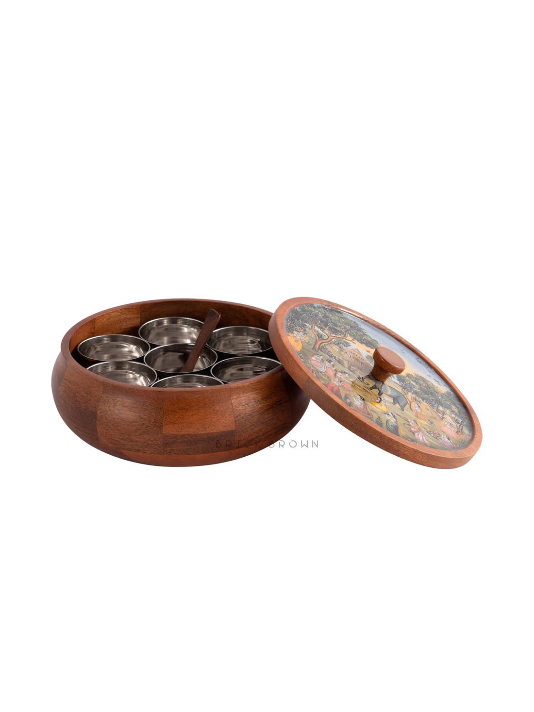 Saga Wooden Masala Storage Box