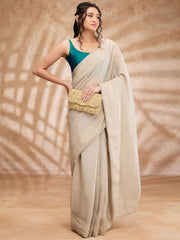 Teal Taffeta Silk Round-Neck Sleeveless Blouse