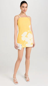 Yellow Cotton Floral Print Dress