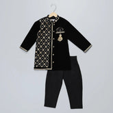 Black Velvet Cotton Silk Kurta Set