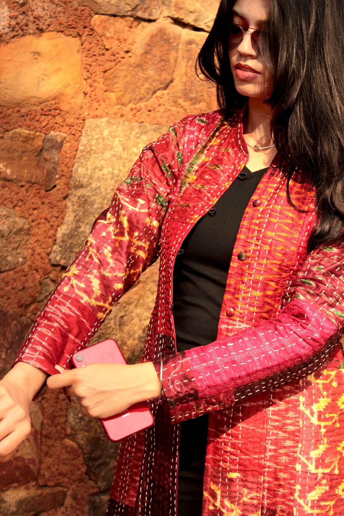 Patola Silk Kantha Patchwork Long Jacket