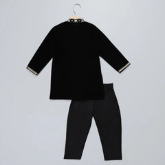 Black Velvet Cotton Silk Kurta Set