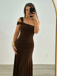 Navy Flat Jersey Knotted Cocktail Dress
