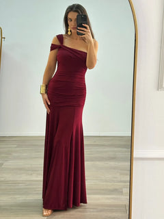 Navy Flat Jersey Knotted Cocktail Dress